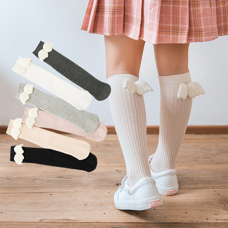 Baby Sock Oximeter - 赤ちゃんと女の子のための天使の翼が付いた柔らかい綿の靴下,2〜8歳の子供のための膝の高い靴下,新しい