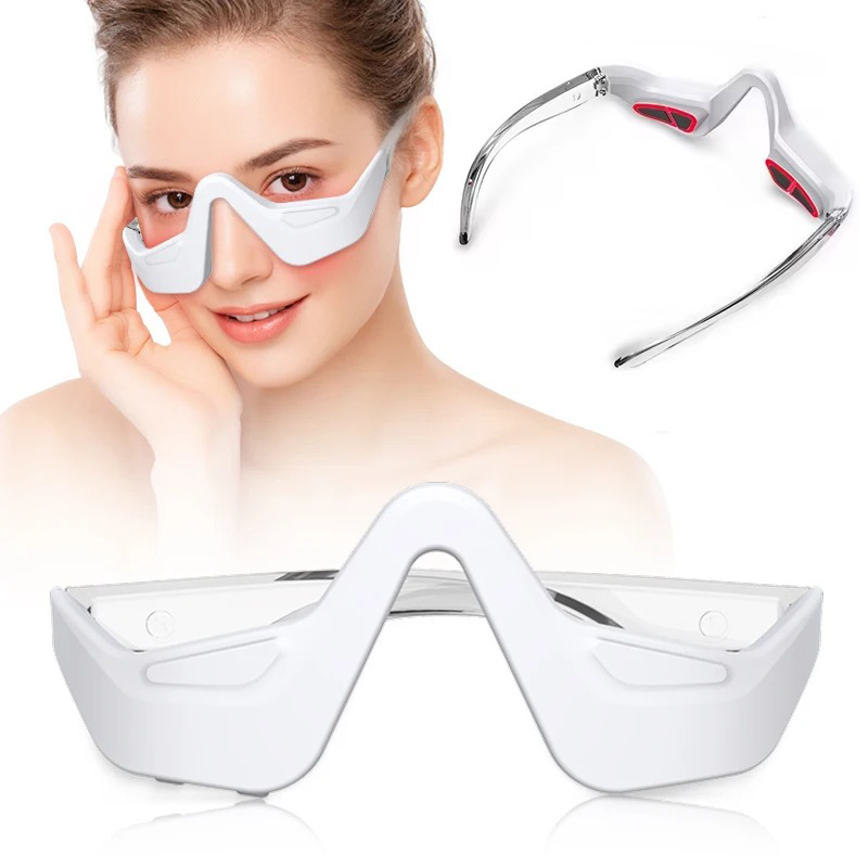 Light Therapy Glasses - 目の下の赤色光療法デバイス、目の赤色光療法グラス、くまやむくみのための軽量アイマッサージャー