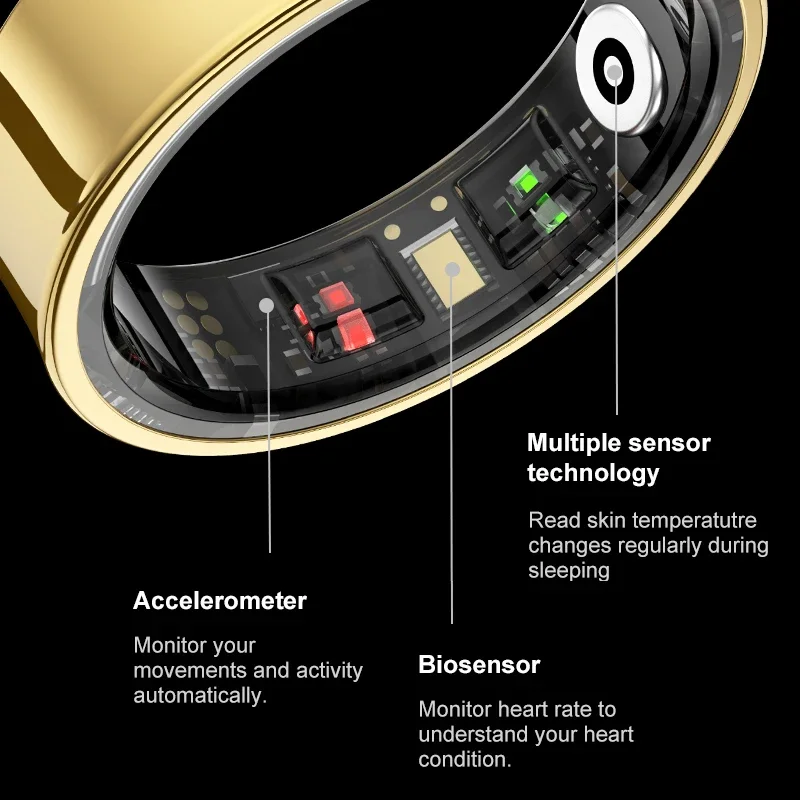 R09 スマートリング男性女性充電ケース付き、心拍数血中酸素 - Temperature Ring Skin のレビューと価格