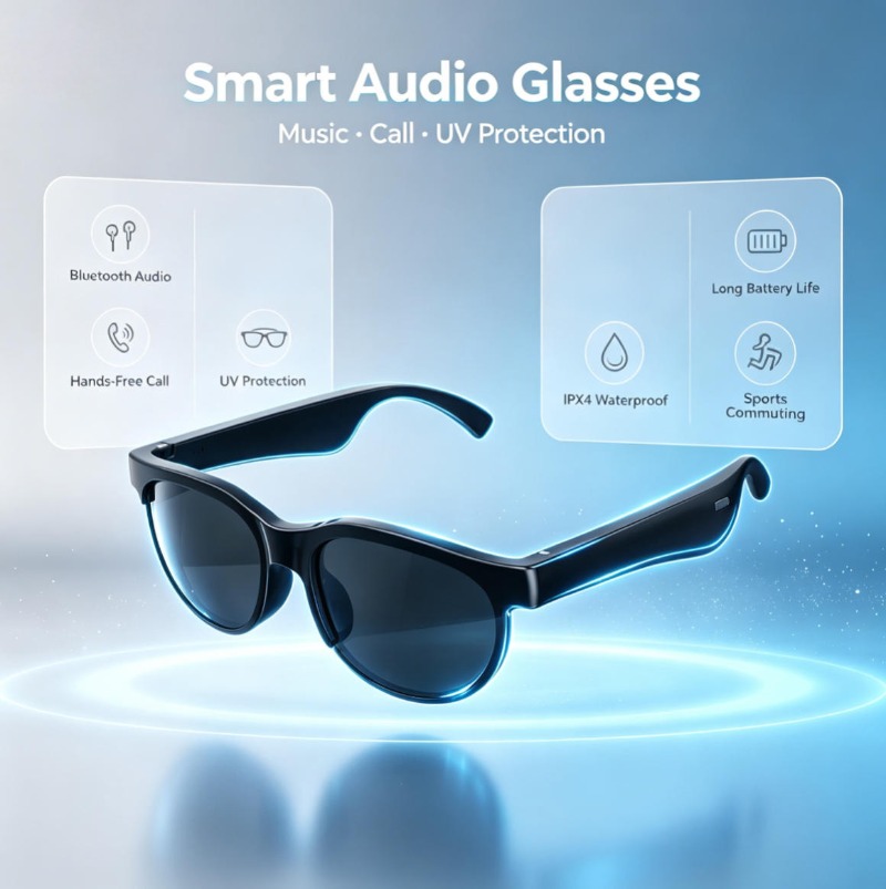 スマートオーディオサングラス Bluetoothハンズフリー - Smart Glasses Lens のレビューと価格