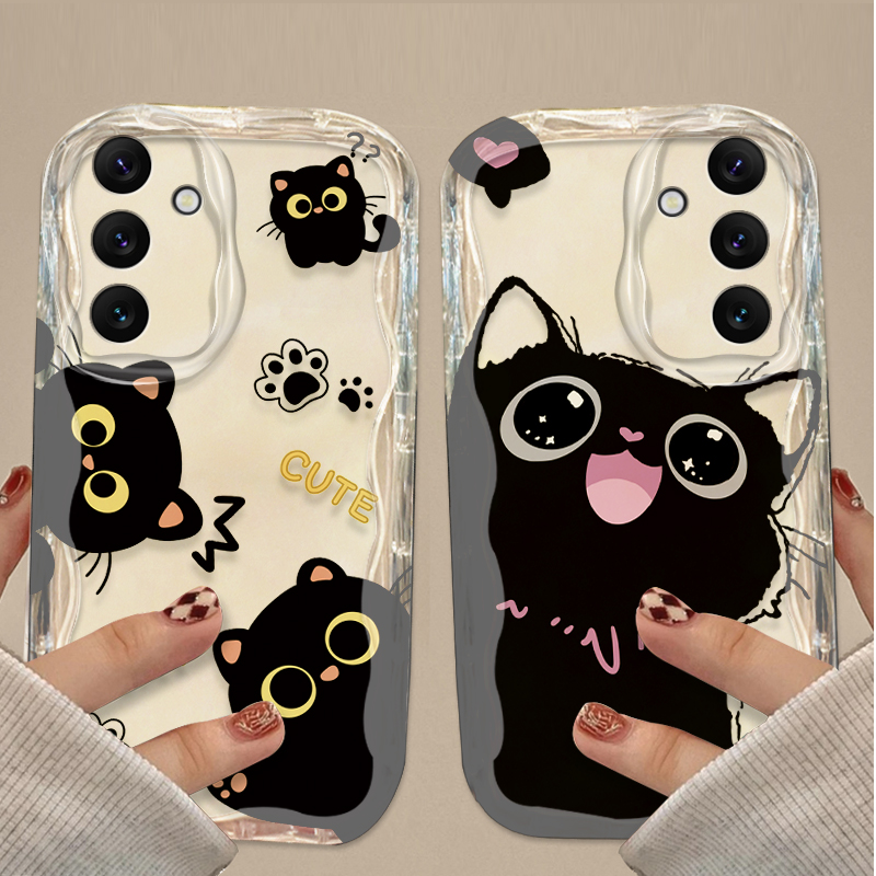 かわいい大きな目の黒猫ケース Samsung Galaxy  - Samsung Galaxy A55 のレビューと価格