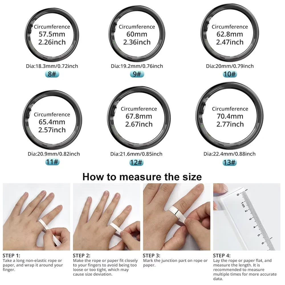 R09 スマートリング男性女性充電ケース付き、心拍数血中酸素 - Temperature Ring Skin のレビューと価格